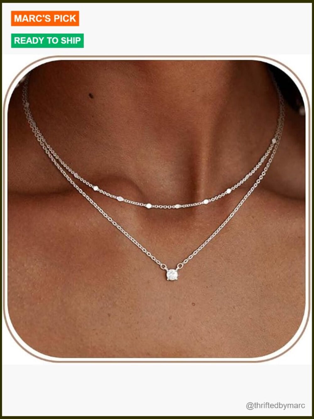 Layered Gold Choker Necklace Set - Dainty Pendant with CZ